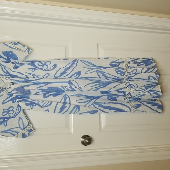 ZL Europe Dessin Blue White Maxi Dress - Picture 10 of 16
